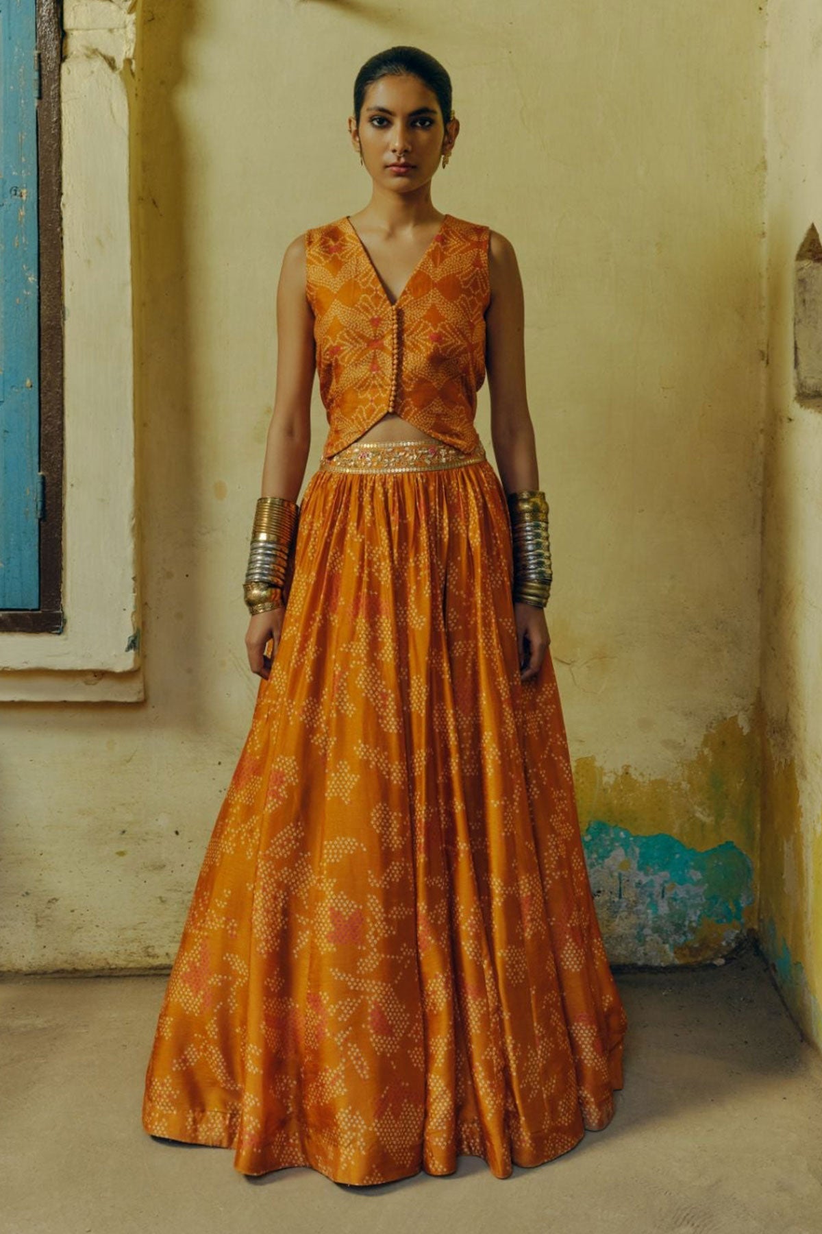 Ochre lehenga set