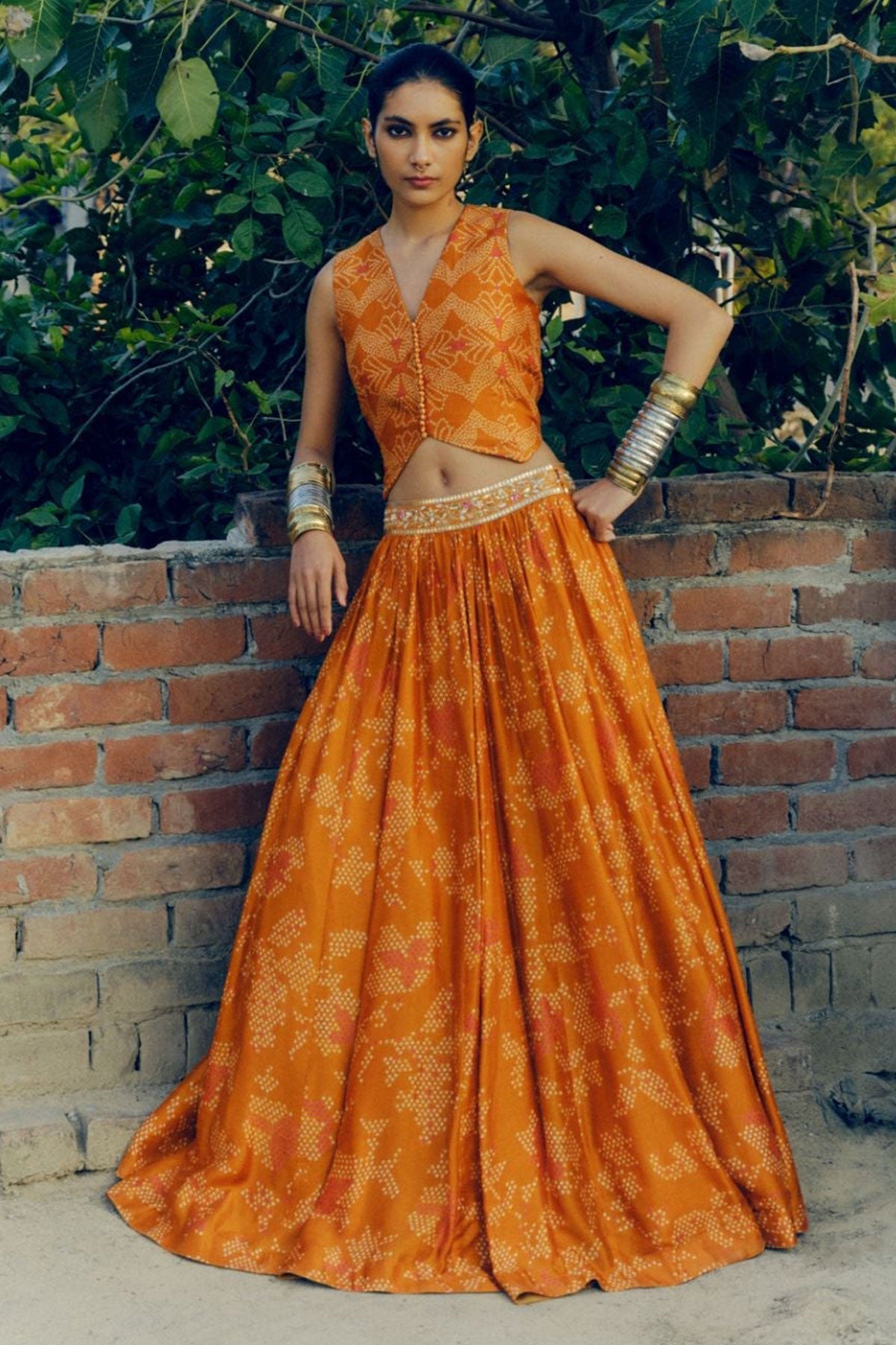 Ochre lehenga set