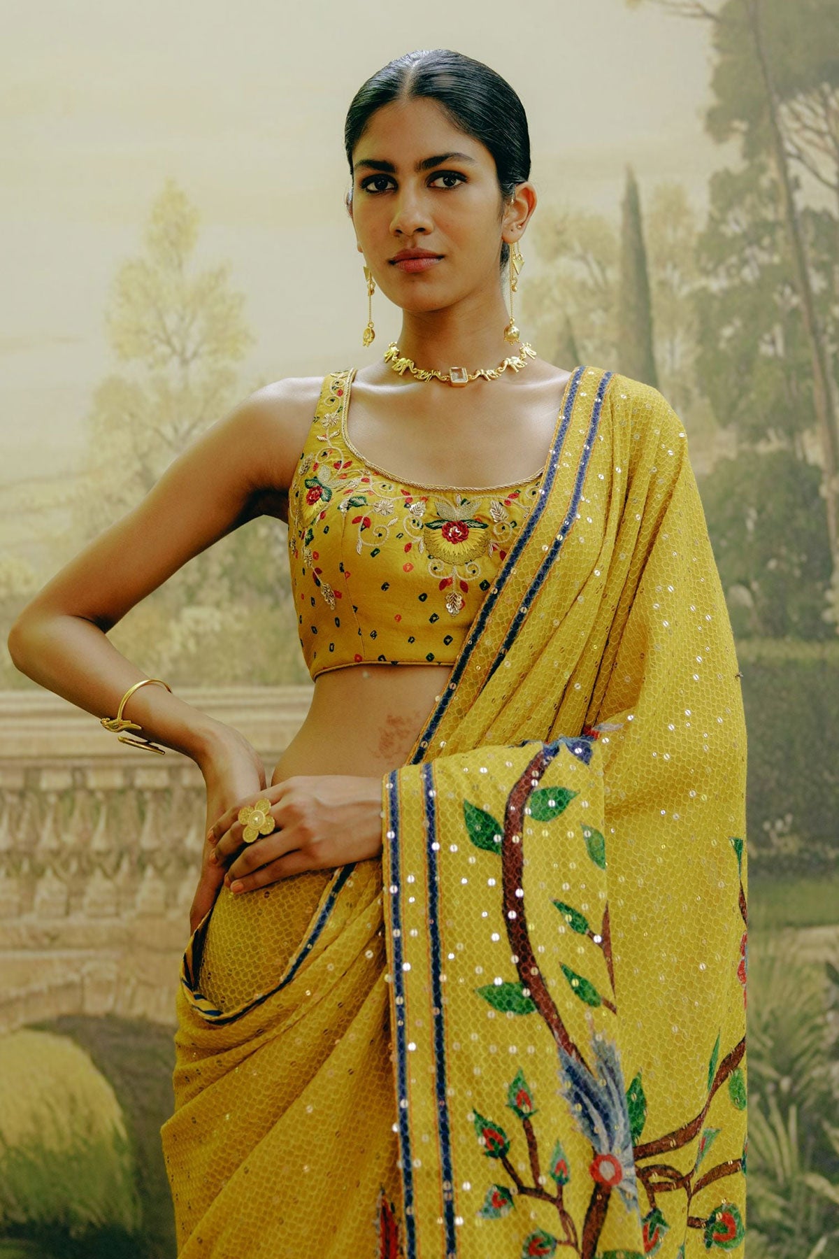 Sunflower yellow saree