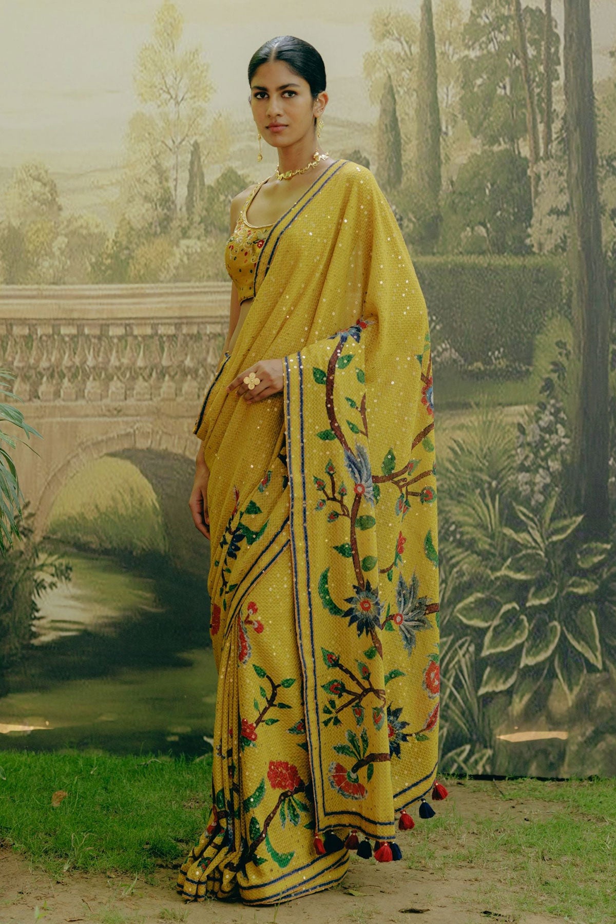 Sunflower yellow saree
