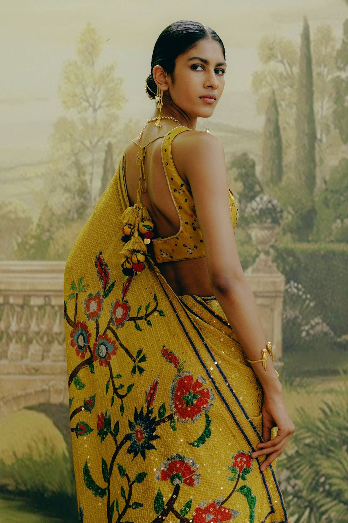 Sunflower yellow saree