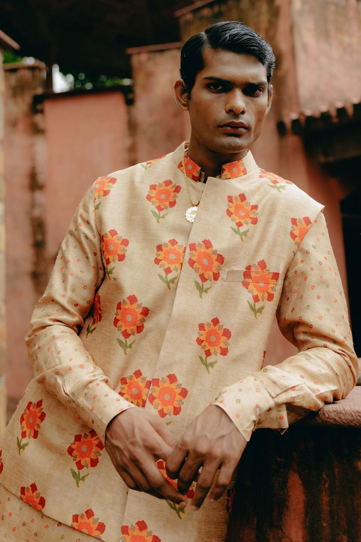 Biscuit brown kurta bandi set