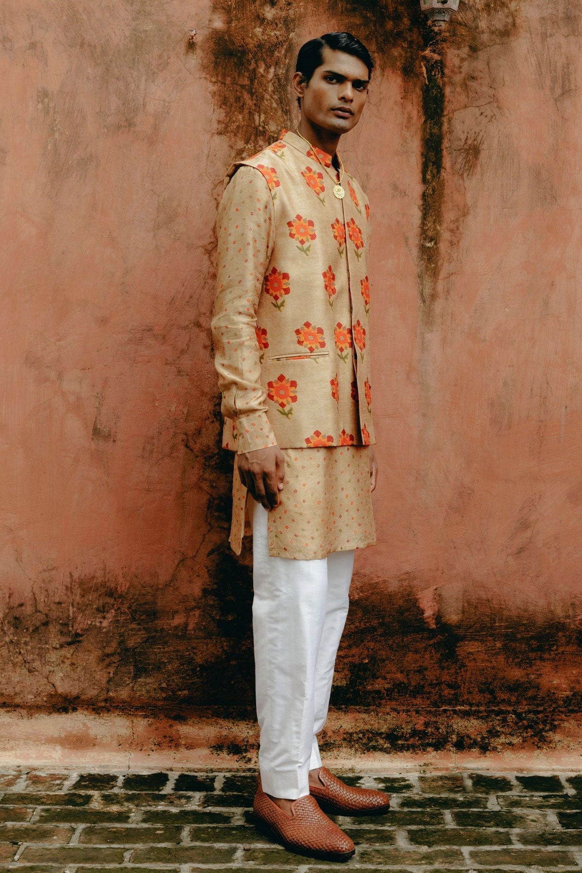 Biscuit brown kurta bandi set