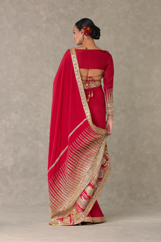 Red Son-Patti Saree w/o Salwar & Veil