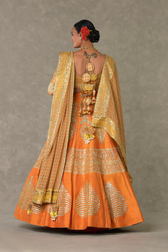 Rust Paan-Patti Lehenga