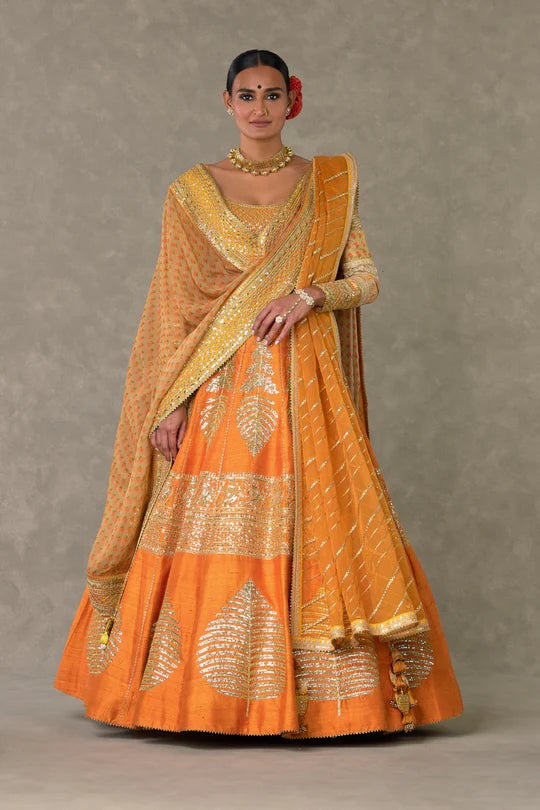 Rust Paan-Patti Lehenga