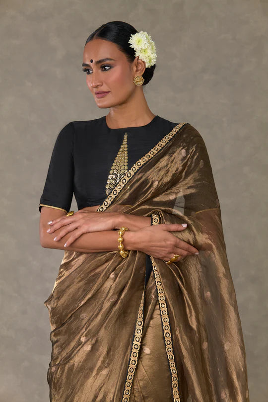 Black Winegarden Tissue Saree