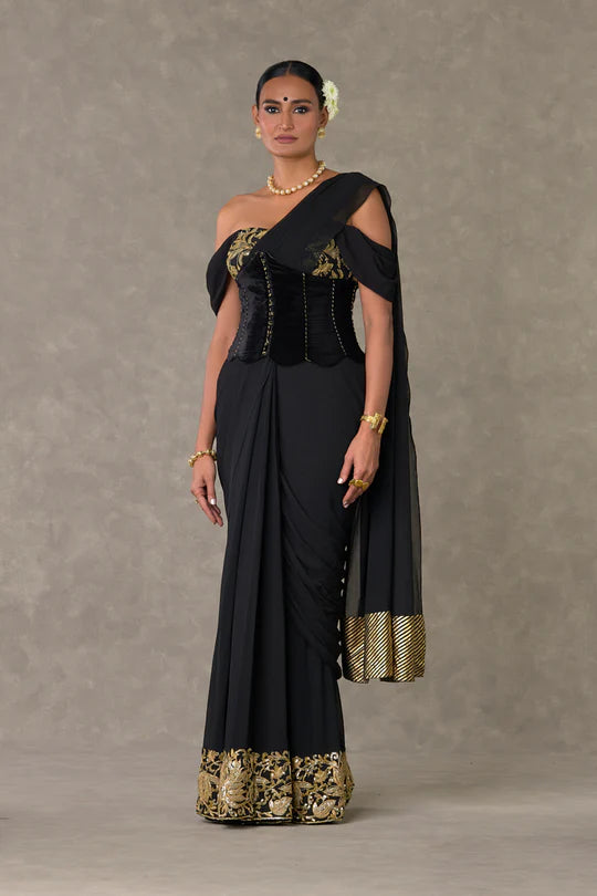 Black Neel- Kamal Corset Saree With Corset
