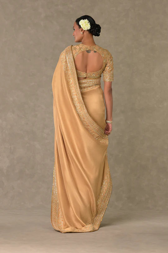 Beige Madakal-Chidiya Saree With Dupatta