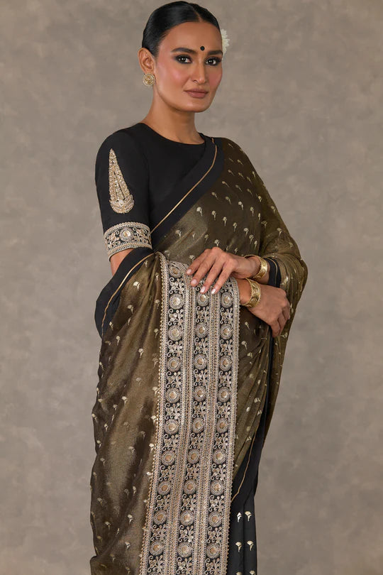 Black Winegarden Tissue Saree