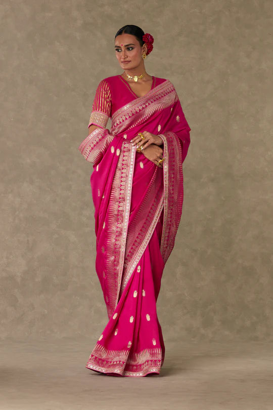 Magenta Haath Phool Saree