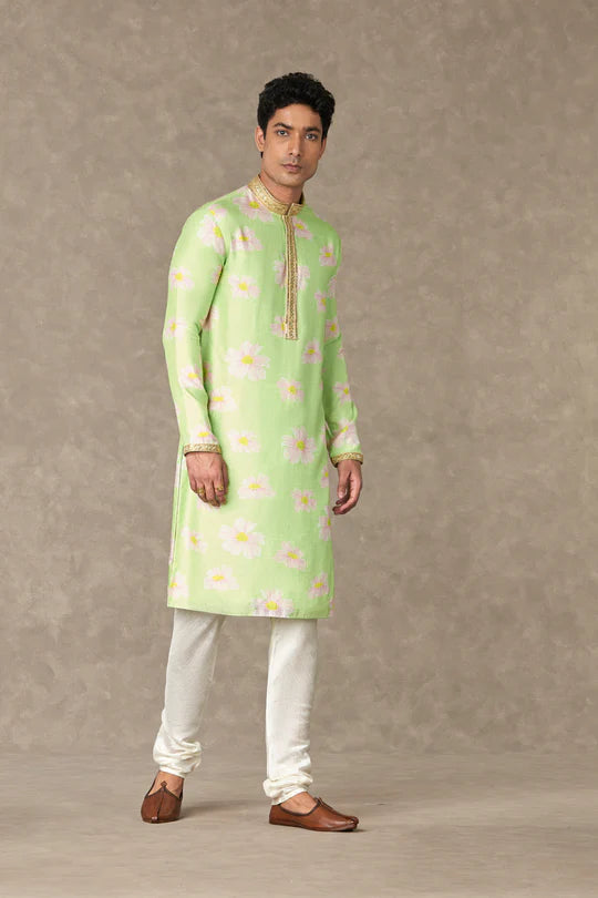 Mint Parijat Kurta With Pants