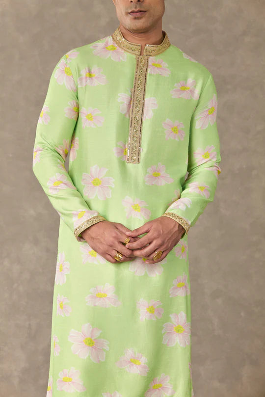Mint Parijat Kurta With Pants