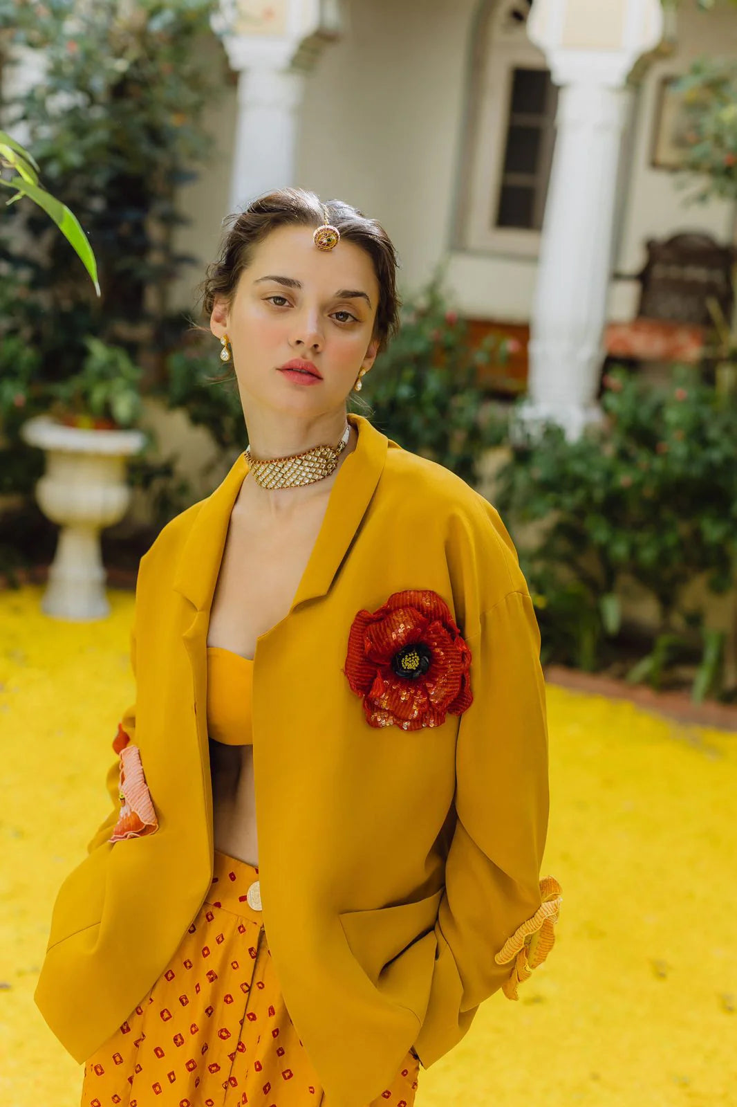 MARIGOLD AND POPPIES BANDHINI SET