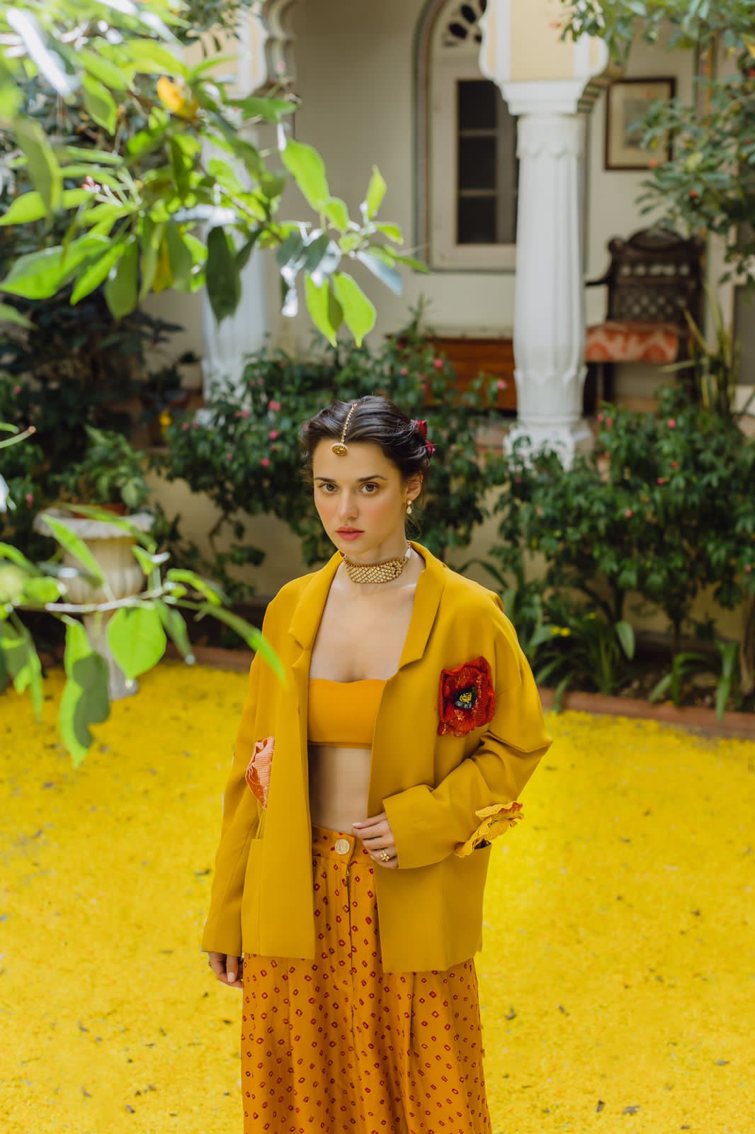 MARIGOLD AND POPPIES BANDHINI SET