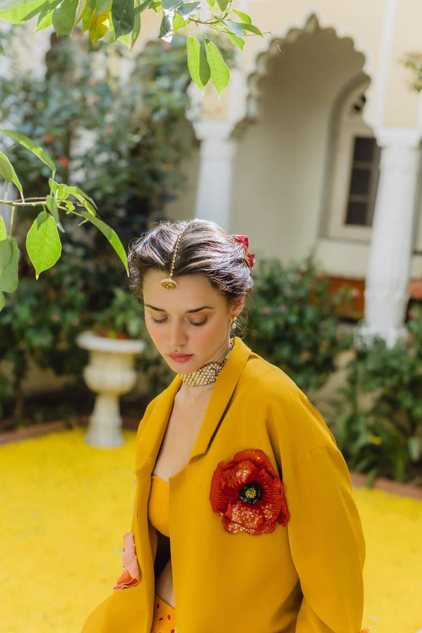 MARIGOLD AND POPPIES BANDHINI SET