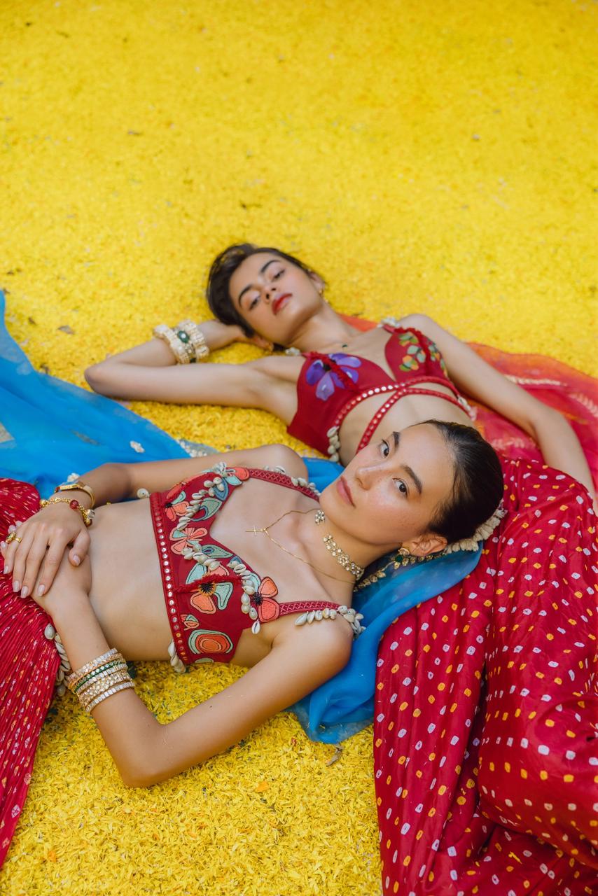 SEASHELLS IN A MEADOW LEHENGA SET