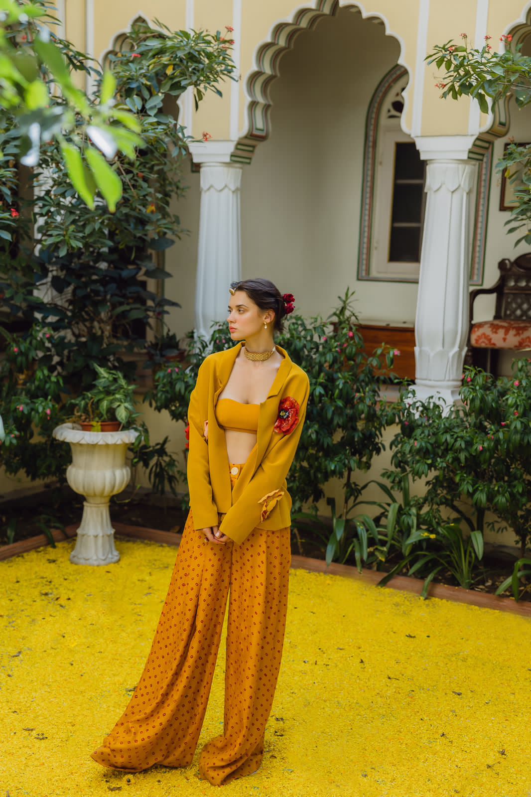 MARIGOLD AND POPPIES BANDHINI SET