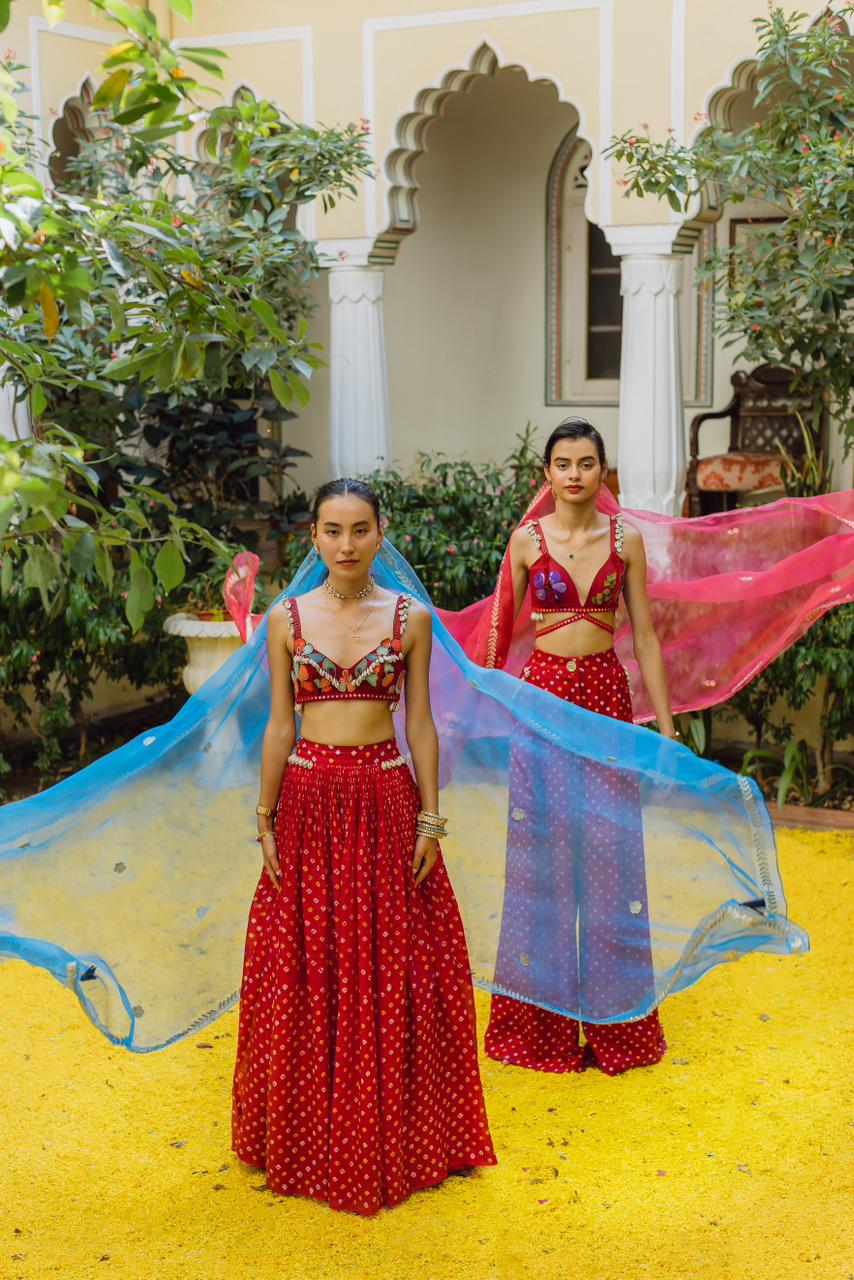SEASHELLS IN A MEADOW LEHENGA SET