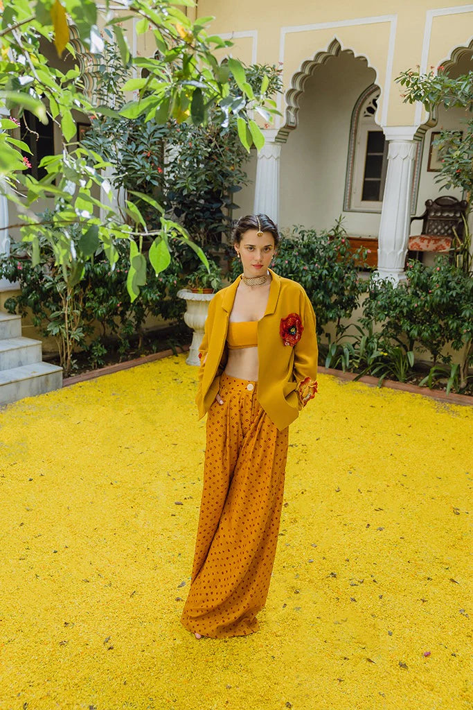 MARIGOLD AND POPPIES BANDHINI SET