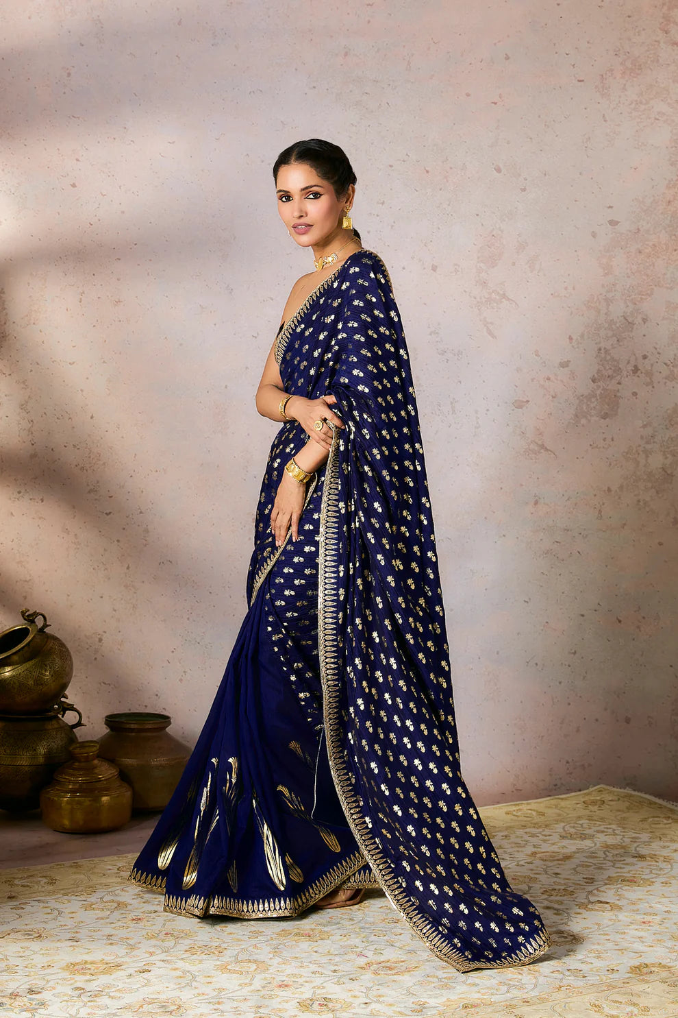 Blue Whispering Lily Crush Saree
