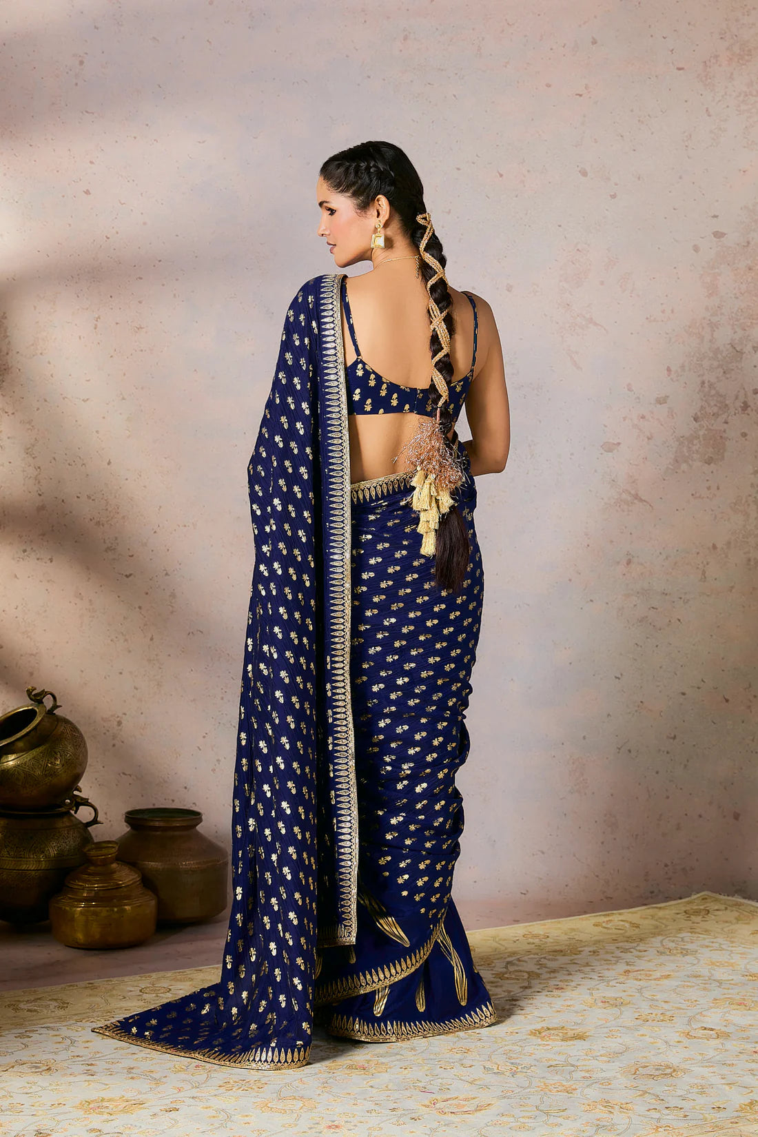 Blue Whispering Lily Crush Saree