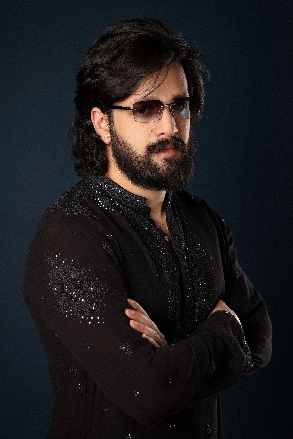 Akhil in Black Ember Kurta & Patiala