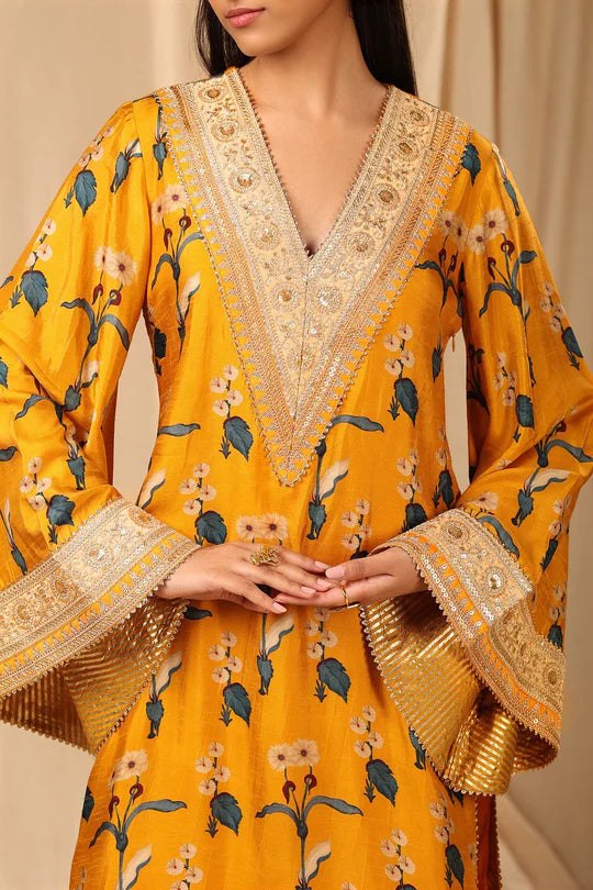 Mustard Spring Blossom Kurta