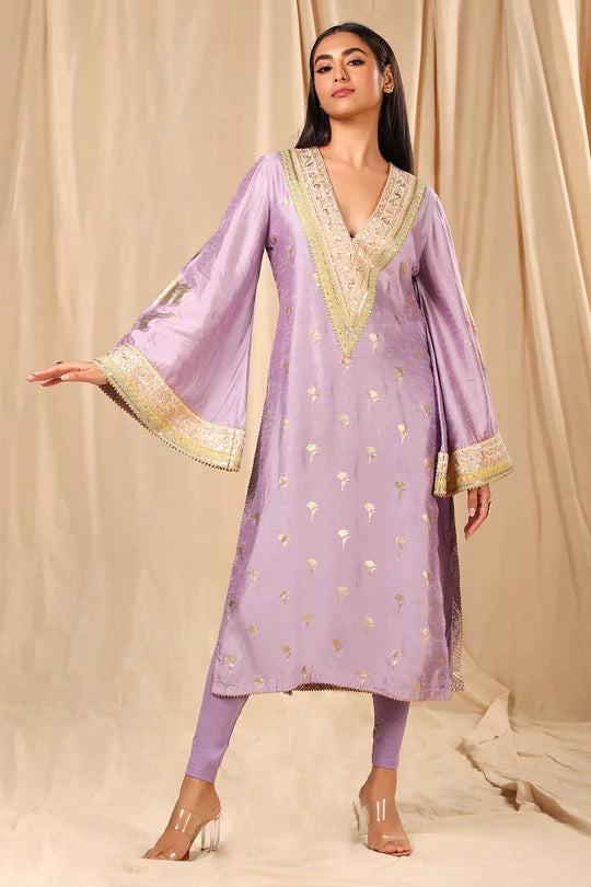 Lilac Wine Garden Kurta Only (No Pants)