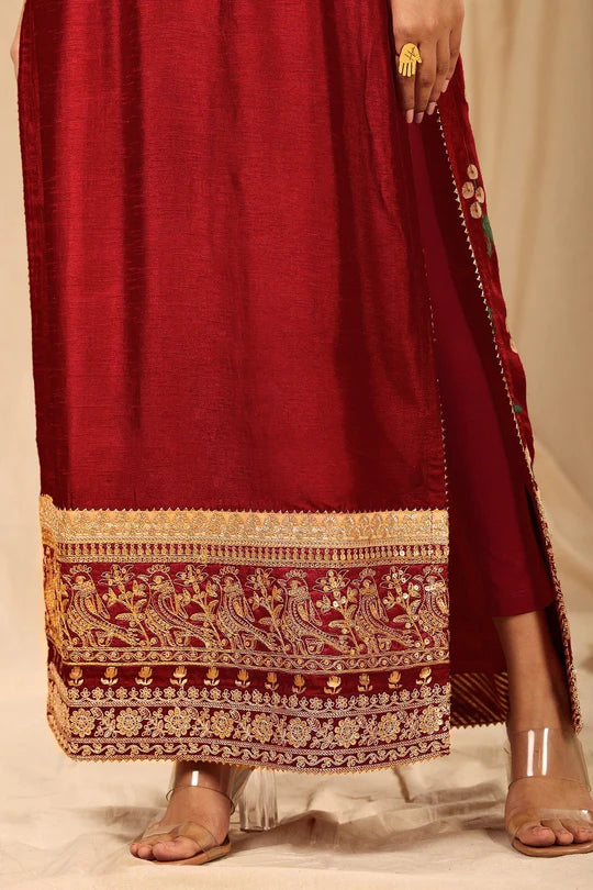 Red Spring Blossom Kurta