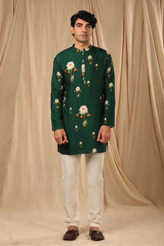 Bottle Green Buttercup Mens Kurta With Pants