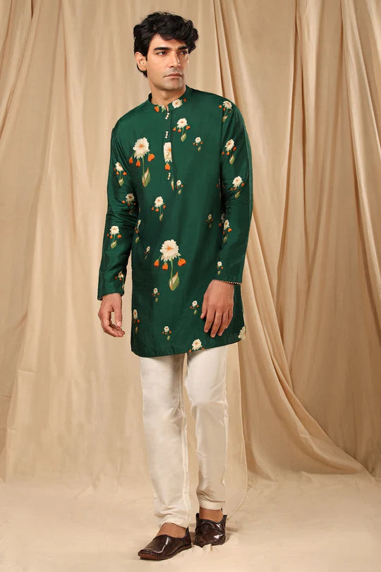Bottle Green Buttercup Mens Kurta With Pants