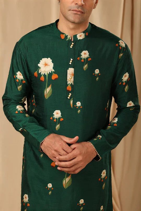 Bottle Green Buttercup Mens Kurta With Pants