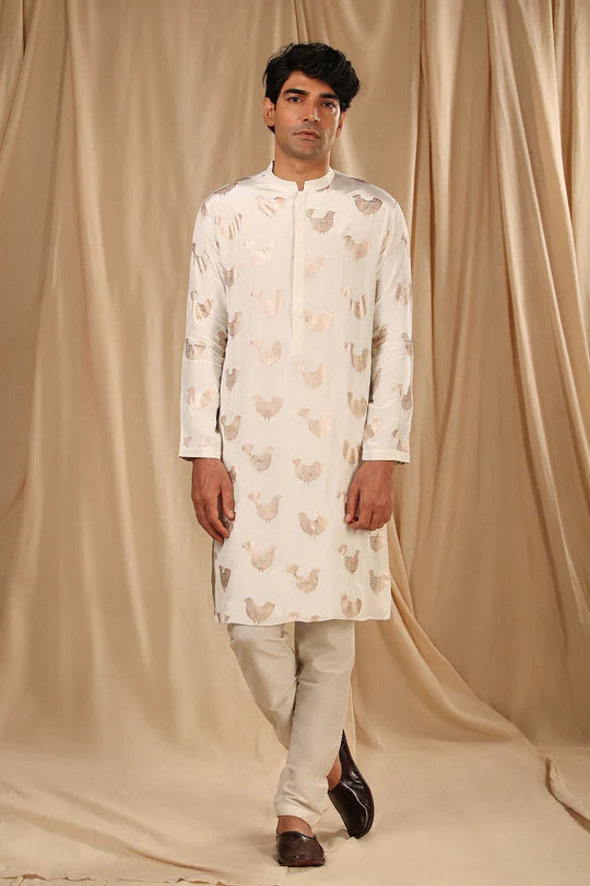 Ivory Bird Song Kurta With Pants