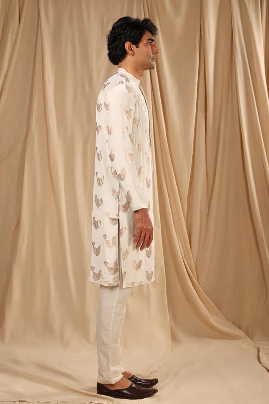 Ivory Bird Song Kurta With Pants