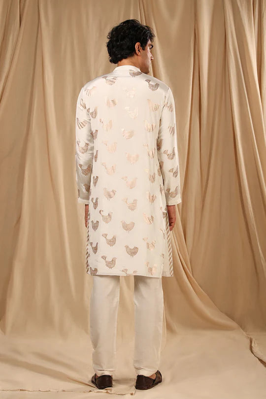 Ivory Bird Song Kurta With Pants