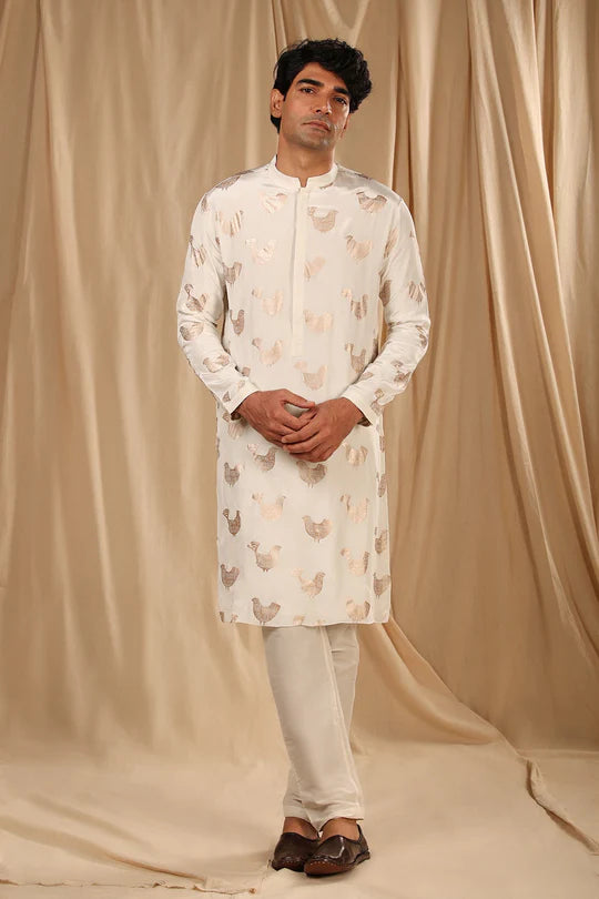 Ivory Bird Song Kurta With Pants