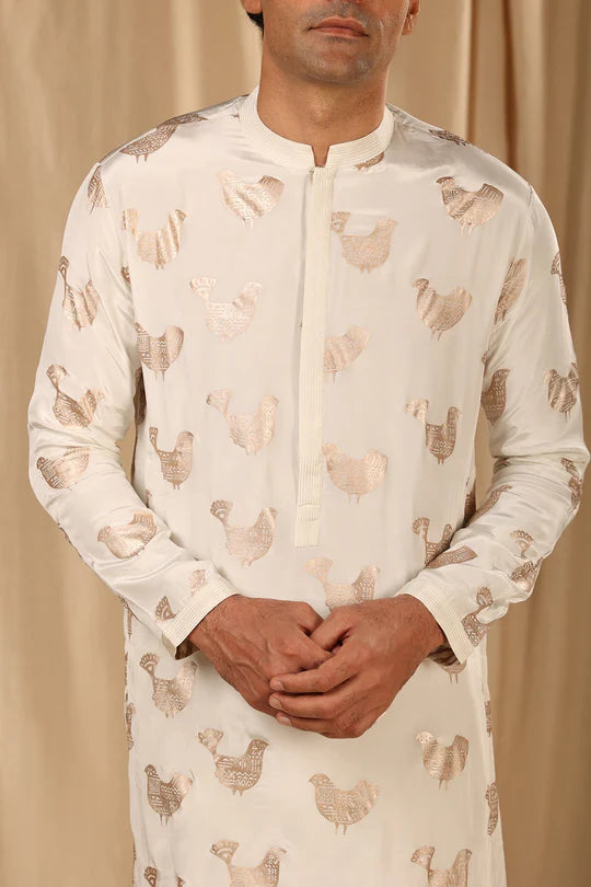 Ivory Bird Song Kurta With Pants
