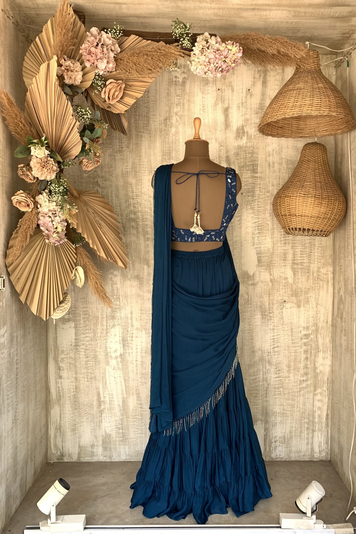 Blue Gul Frill Saree - Ready to ship