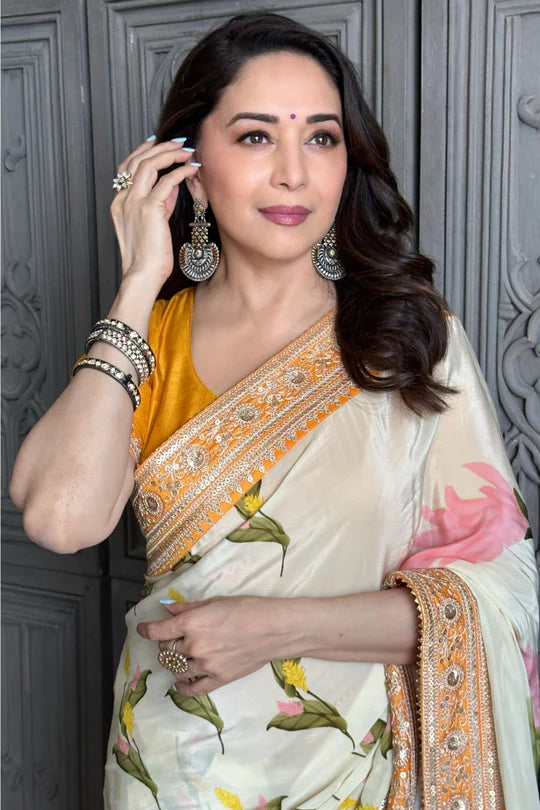 Ivory Floral Fantasy Saree