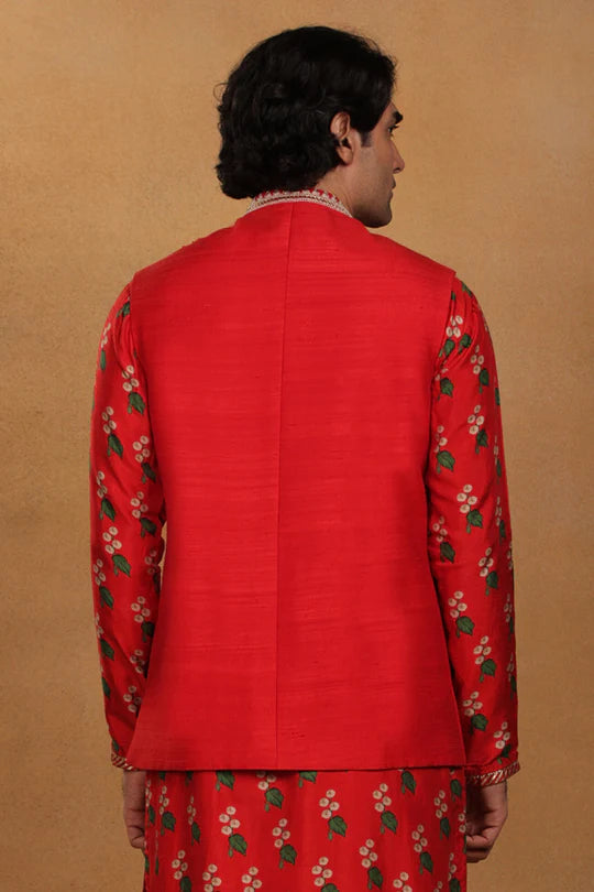 Red Embroidered Bandi