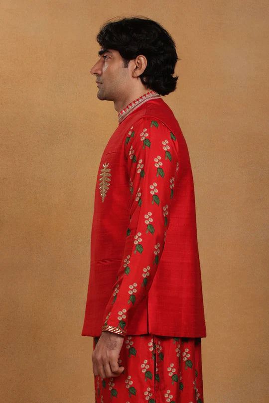 Red Embroidered Bandi
