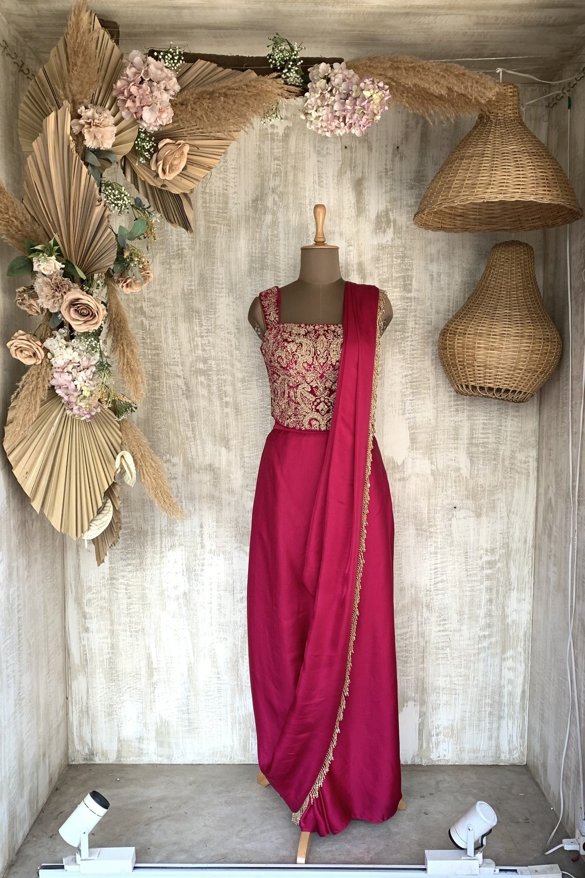 Pink Lekha Slit Saree - Ready to ship