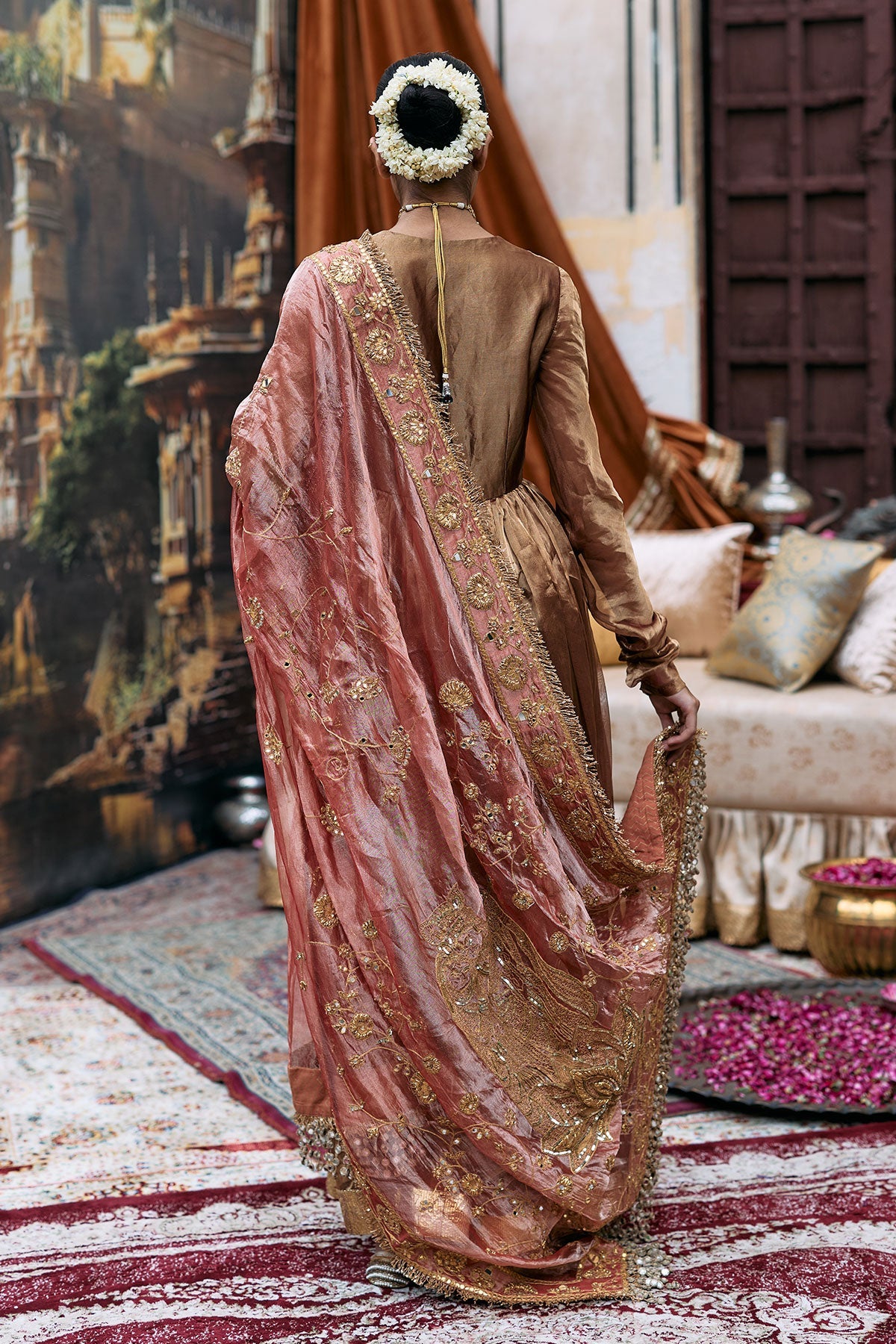 Kanthi Anarkali and Radha Krishna Dupatta Set