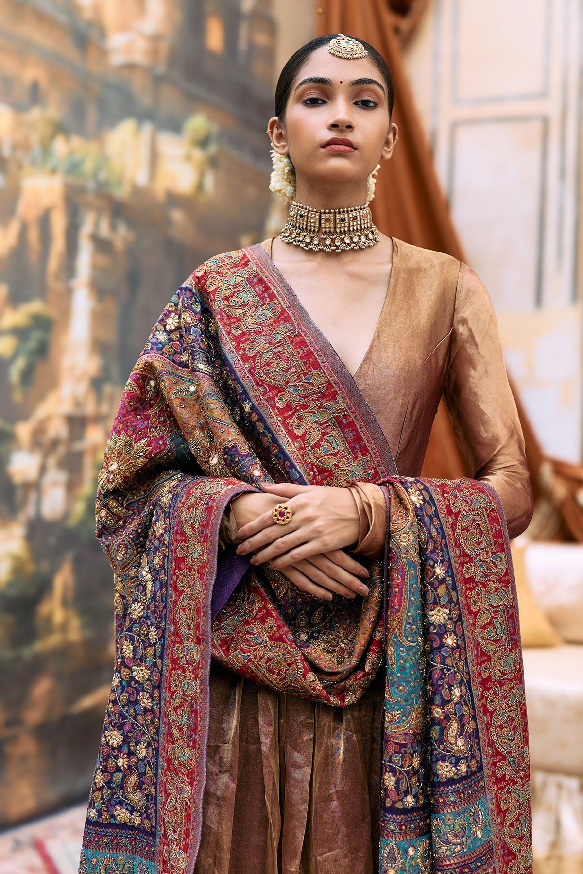 Kanthi Anarkali and Jamawaar Shawl Set