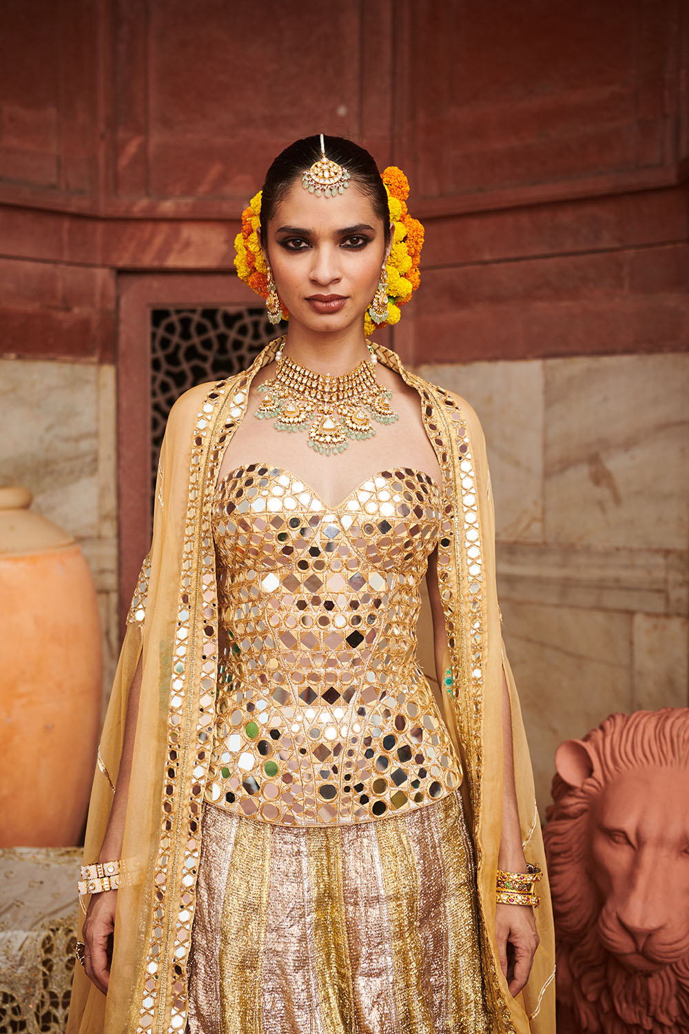 Chandi Sona Sheesh Lampi Lehenga and Cape Set