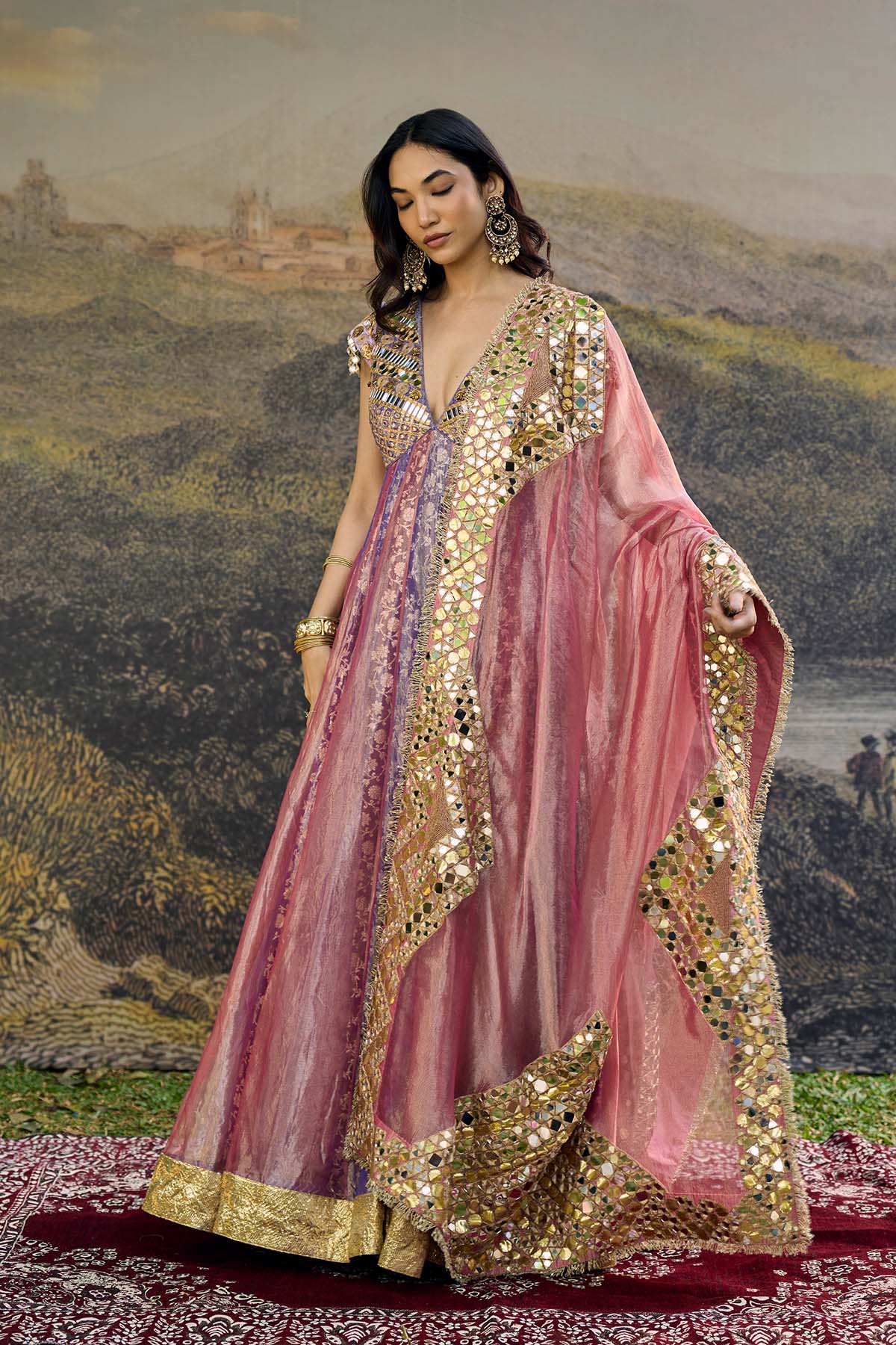 Gulrangi Mirror Anarkali Set