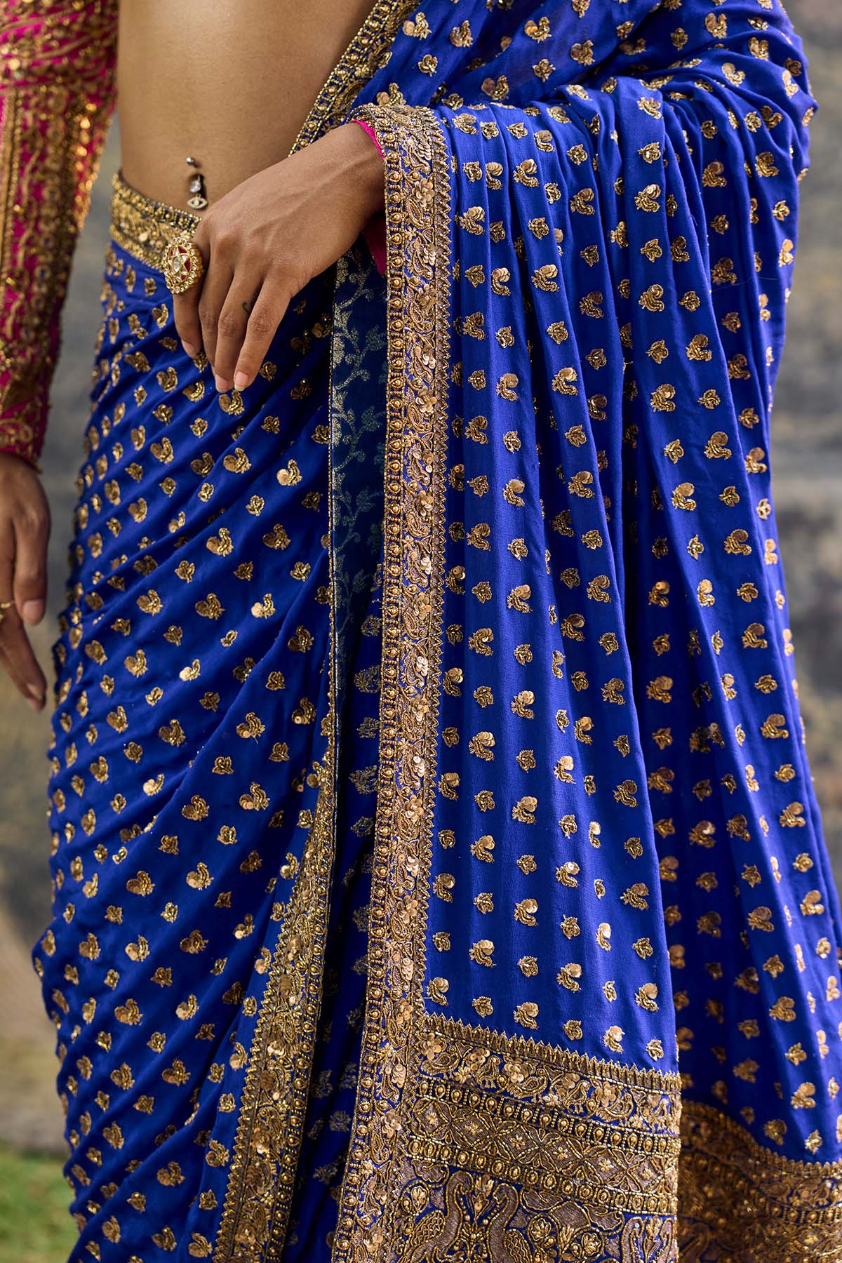 Neelpari Dabka Silk Saree Set