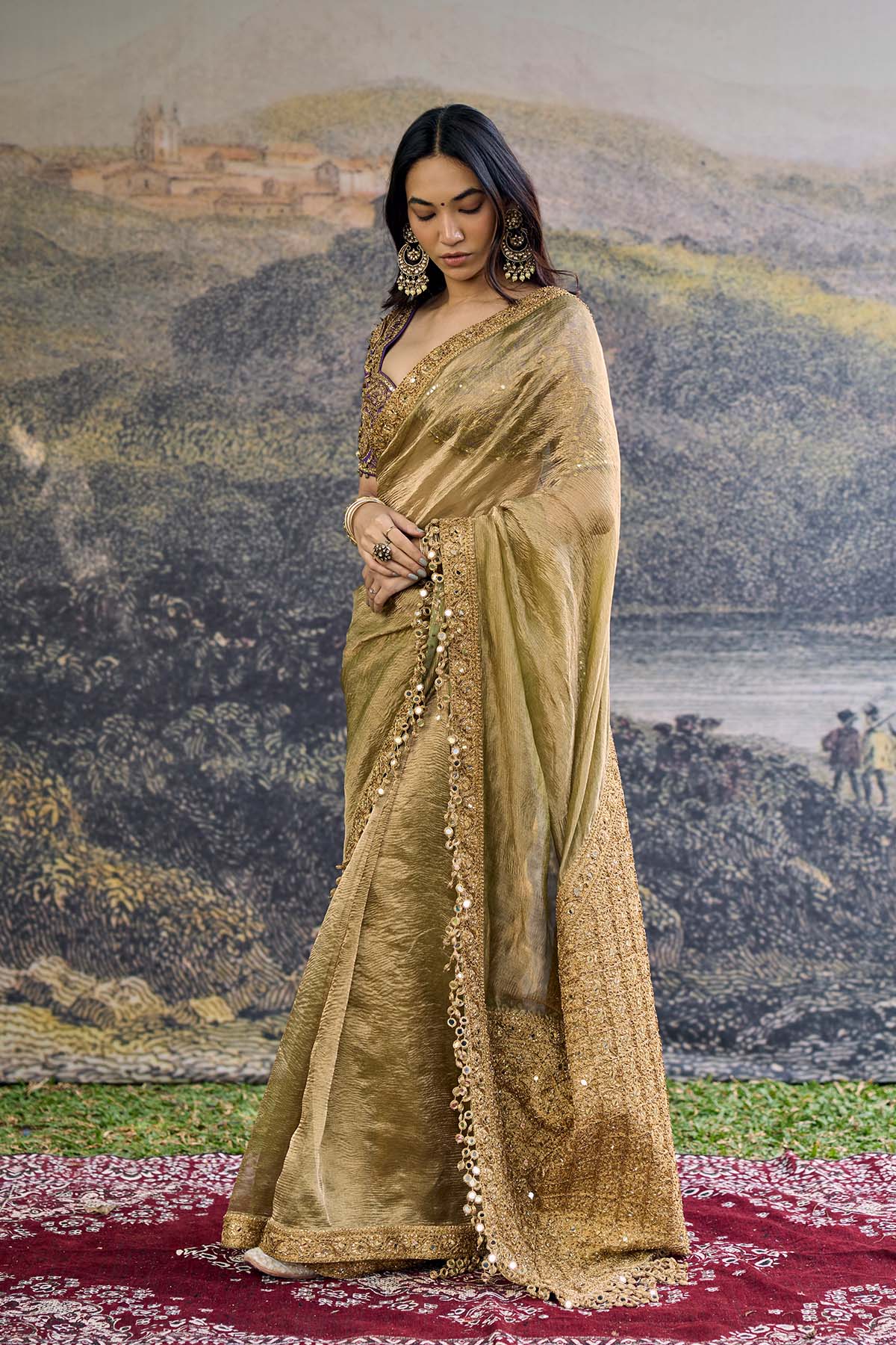 Zarvika Fusion Tissue Saree Set