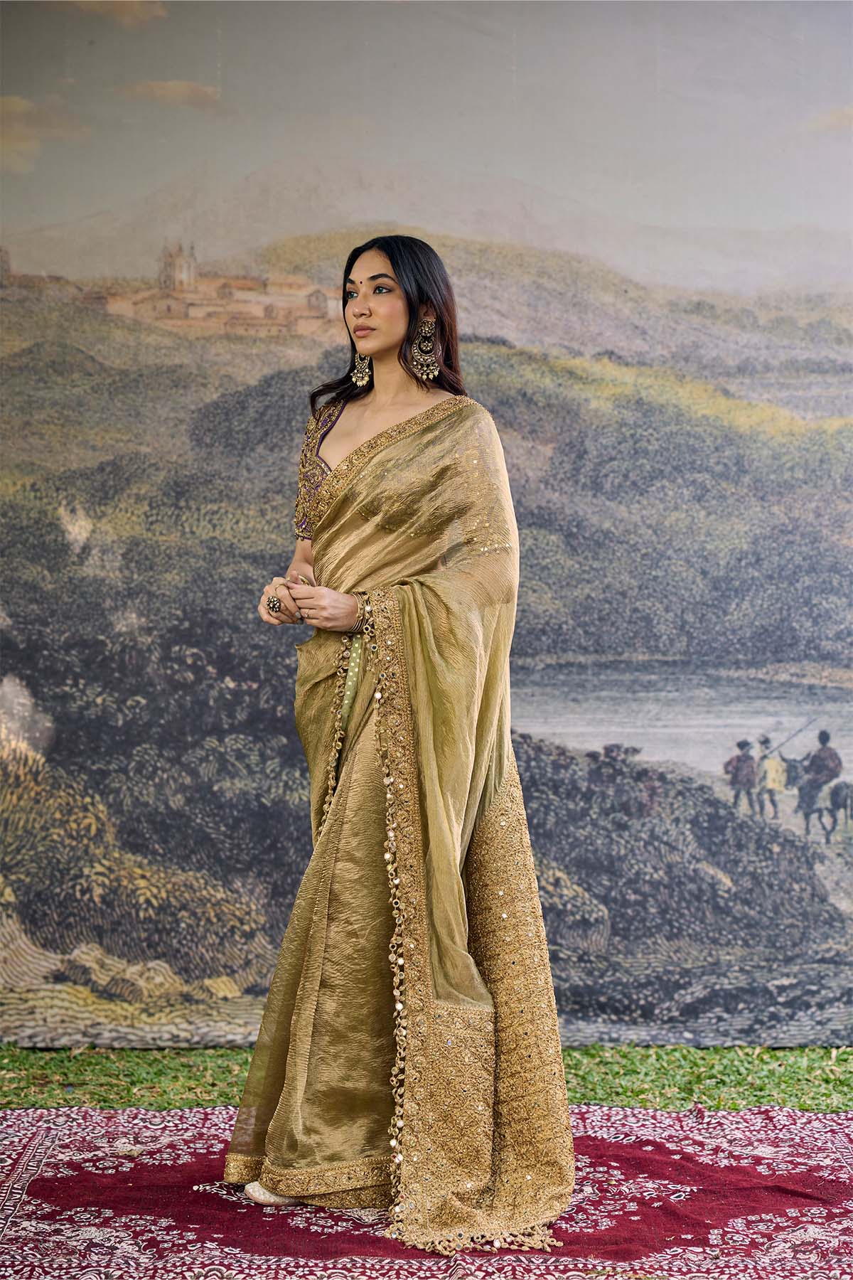 Zarvika Fusion Tissue Saree Set